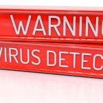 Warning Virus Detected – 3d banner, isolated on white background