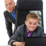 Young businessman using a laptop